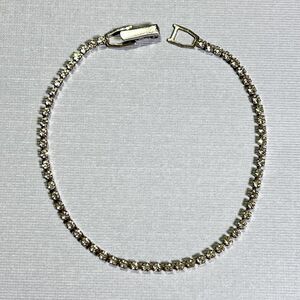 Vintage Tennis Bracelet Silver Tone Clear Rhinestone Dainty Evening Formal 8"